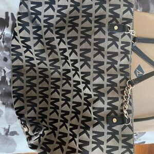 Michael Kors Black and Beige Logo Tote